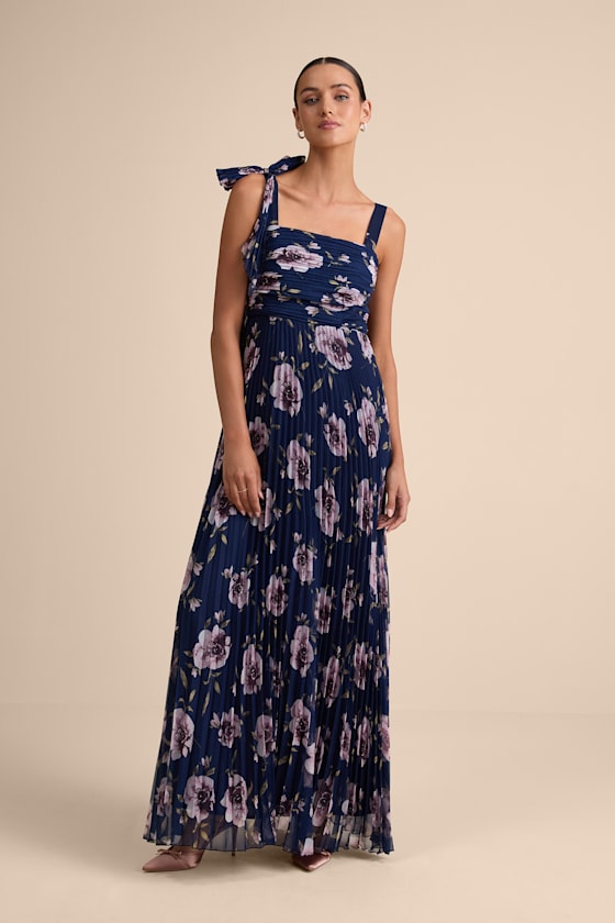 Gorgeous Purpose Pink Satin Pleated Sleeveless Bow Maxi Dress