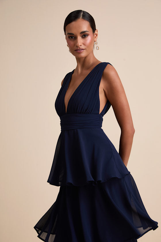 Amazing Evening Black Tiered Maxi Dress