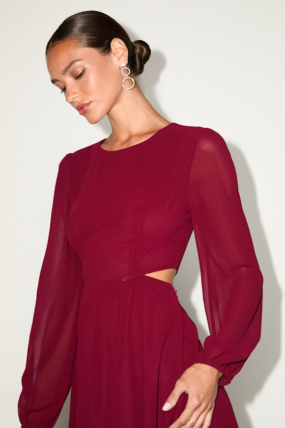 Garden Bliss Black Long Sleeve Cutout Mini Dress