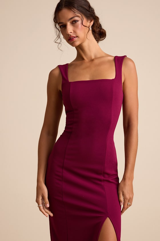 Inspiring Allure Hunter Green Square Neck Column Maxi Dress
