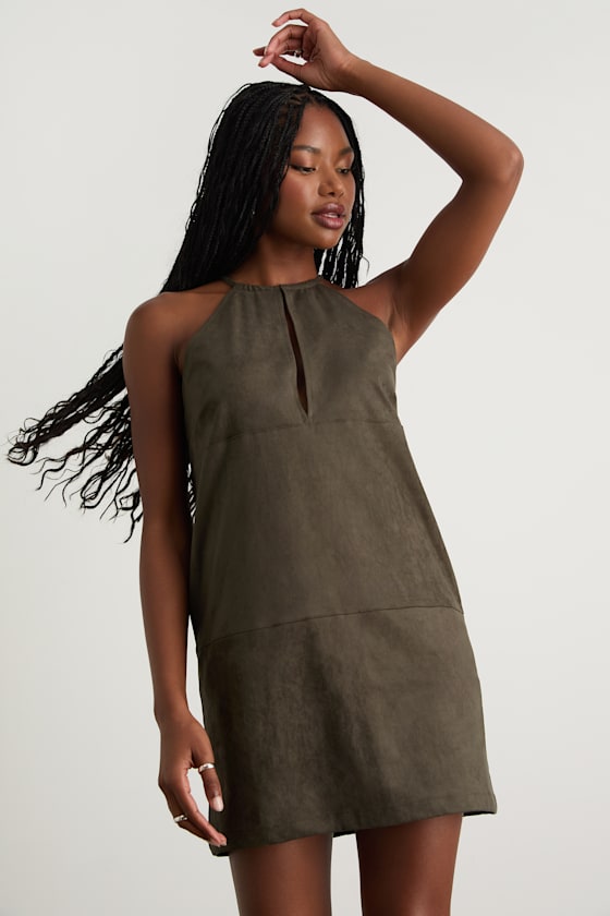 Westlynn Black Suede Cutout Shift Mini Dress
