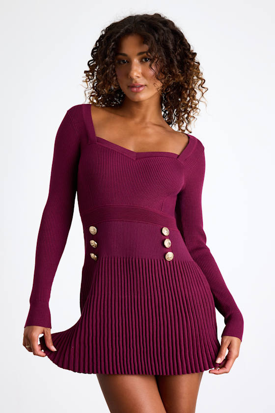 Chicest Crush Ivory Ribbed Long Sleeve Mini Sweater Dress