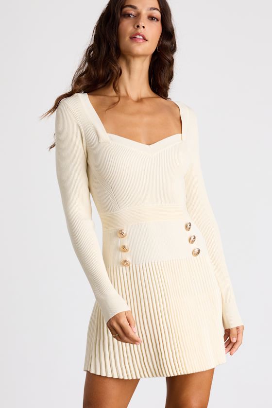 Chicest Crush Olive Ribbed Long Sleeve Mini Sweater Dress