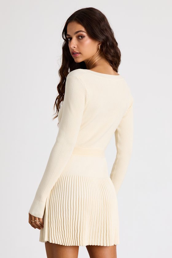 Chicest Crush Black Ribbed Long Sleeve Mini Sweater Dress