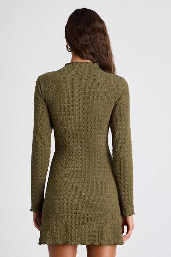 Flattering Forecast Black Textured Long Sleeve Mini Dress