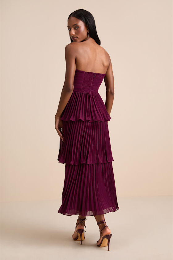 Seriously Sensational Light Blue Strapless Tiered Midi Dress