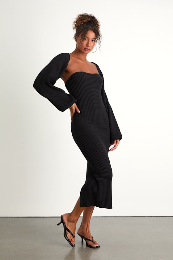 Autumn Aura Brown Ribbed Two-Piece Sweater Dress