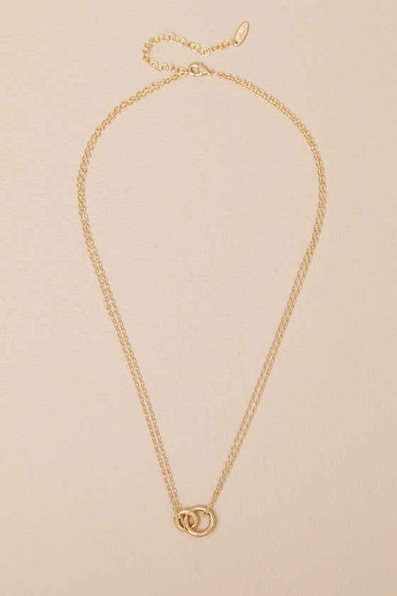 Siempre 14KT Gold Interlocking Charm Necklace
