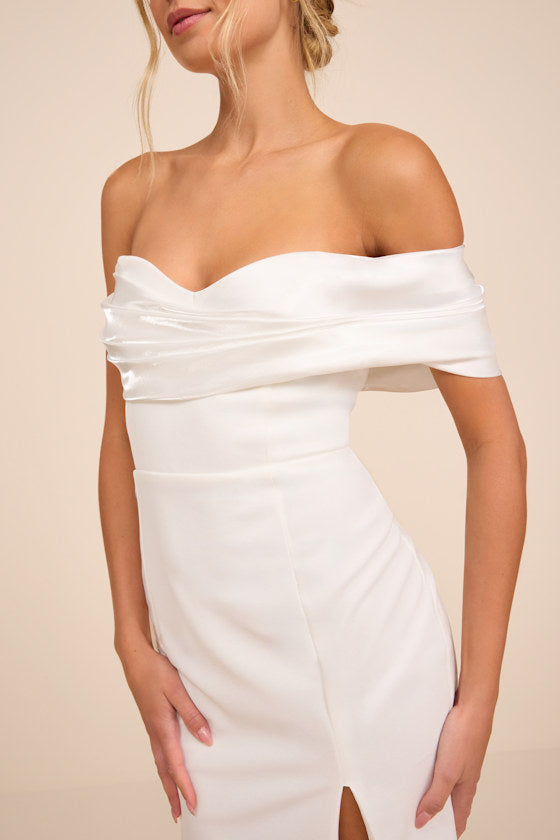Beaumont White Asymmetrical Mermaid Maxi Dress