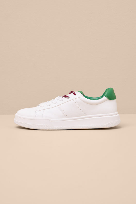 Marvin White and Green Lace-Up Sneakers