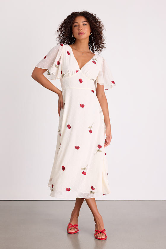 Kianne Blue Striped Cutout Tie-Back Midi Dress