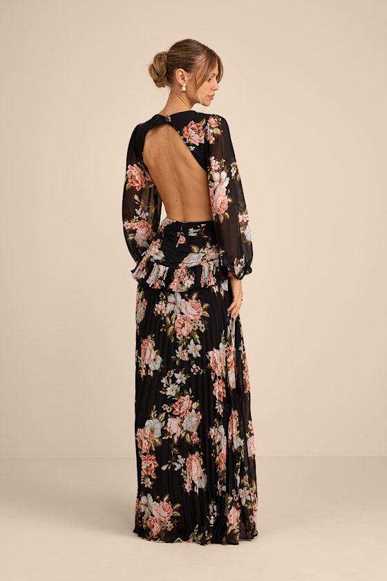 Chaelyn Plum Long Sleeve Cutout Maxi Dress