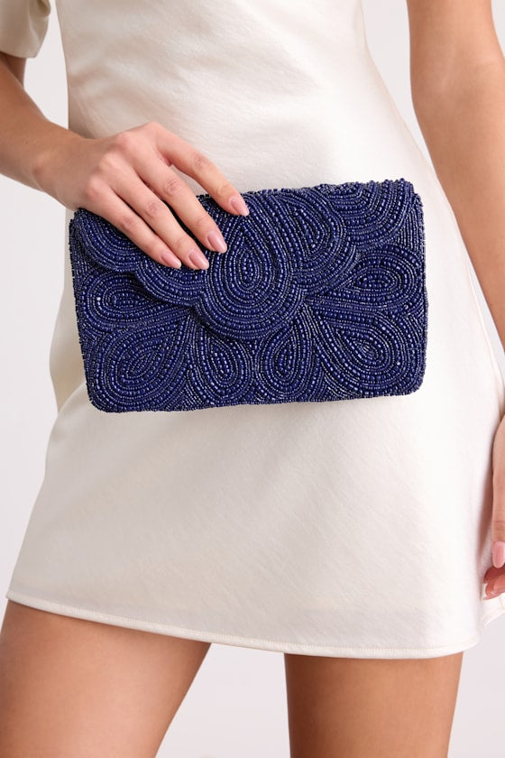 Stunning Addition Burgundy Beaded Clutch