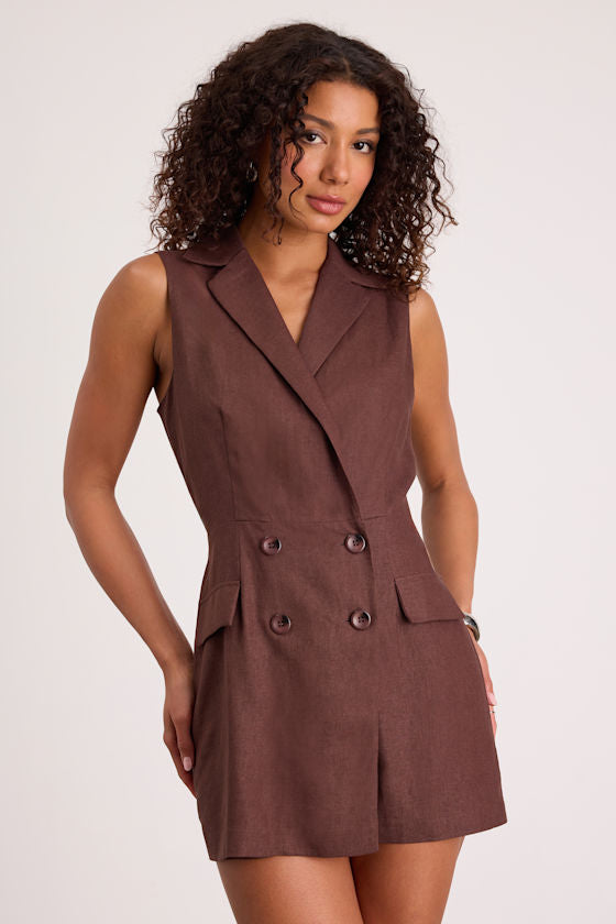 Paris White Tweed Collared Romper