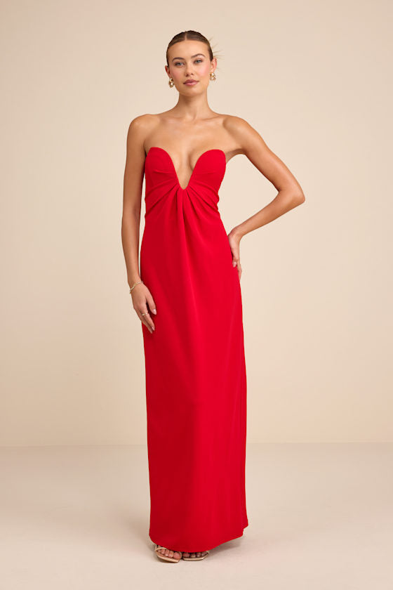 Thula Magenta Cutout U-Bar Column Maxi Dress #Color_Red