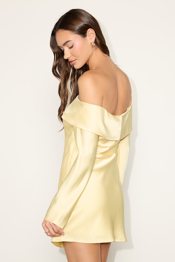 Luxurious Vision Berry Pink Satin Off-the-Shoulder Mini Dress