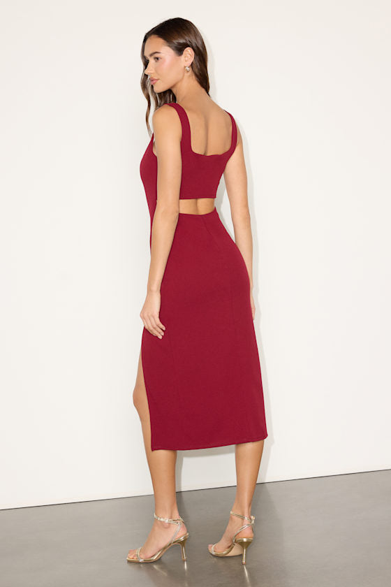 Davana Dark Brown Cutout Midi Dress