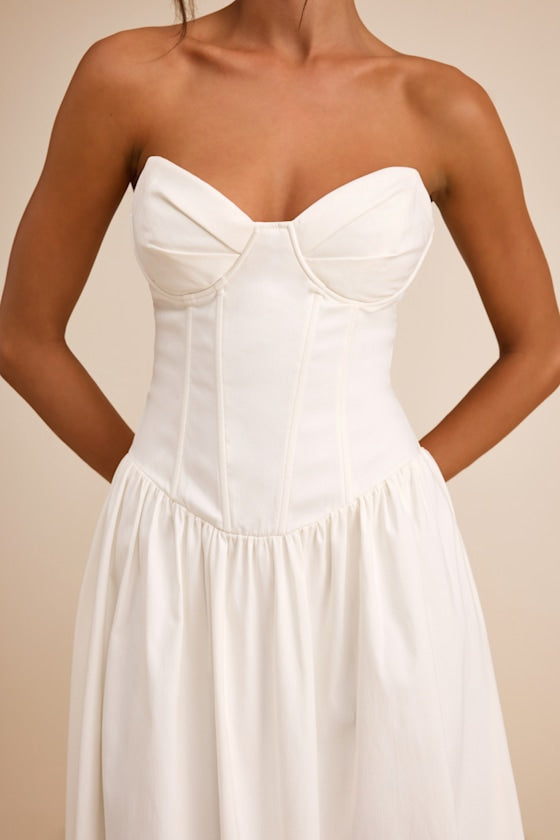 Almeria Navy Blue Strapless Lace-Up Maxi Dress