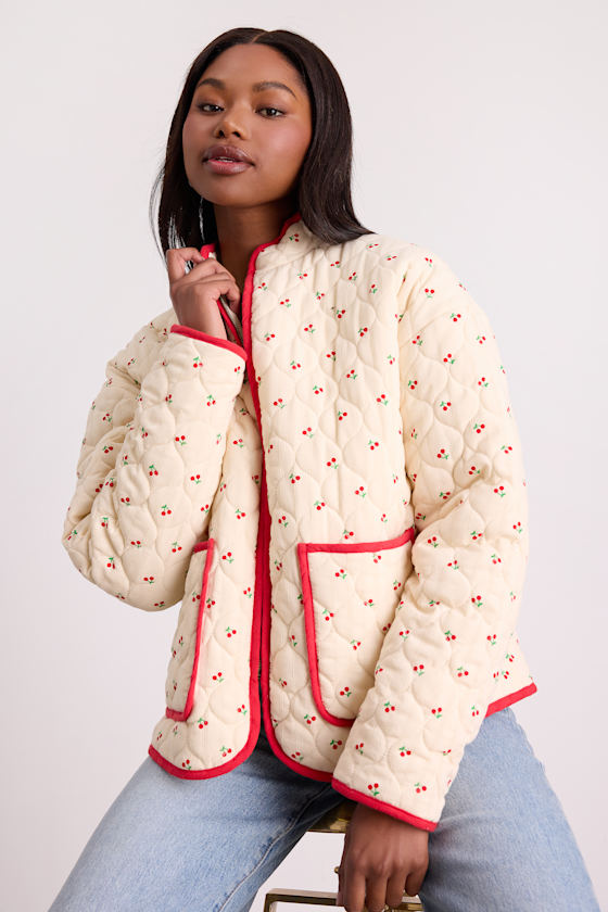 Bundled Perfection Burgundy Floral Quilted Puffer Jacket