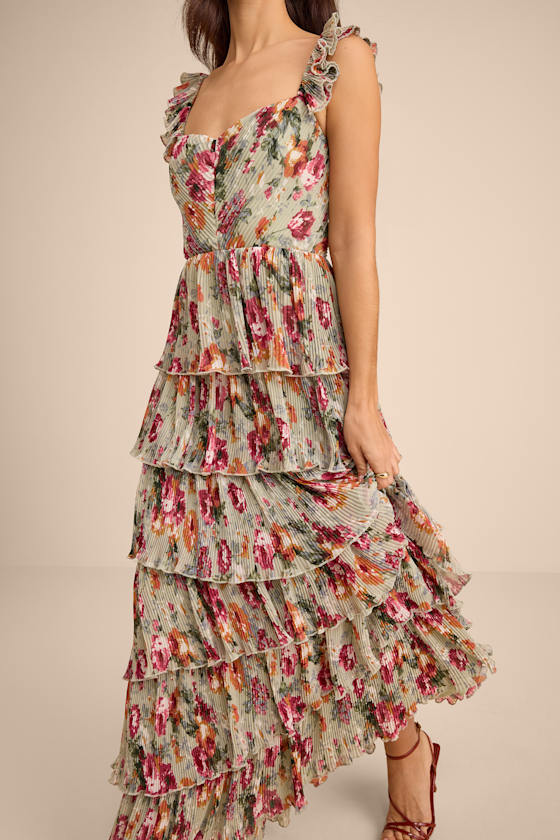 Alba Light Blue Ruffled Tiered Maxi Dress