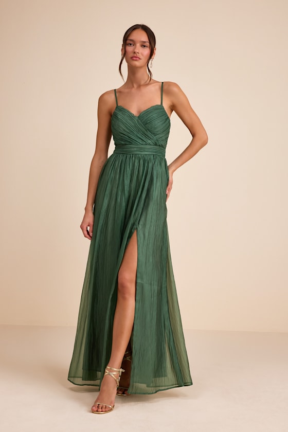 Rosalind Light Pink Organza Strapless Maxi Dress #Color_Green