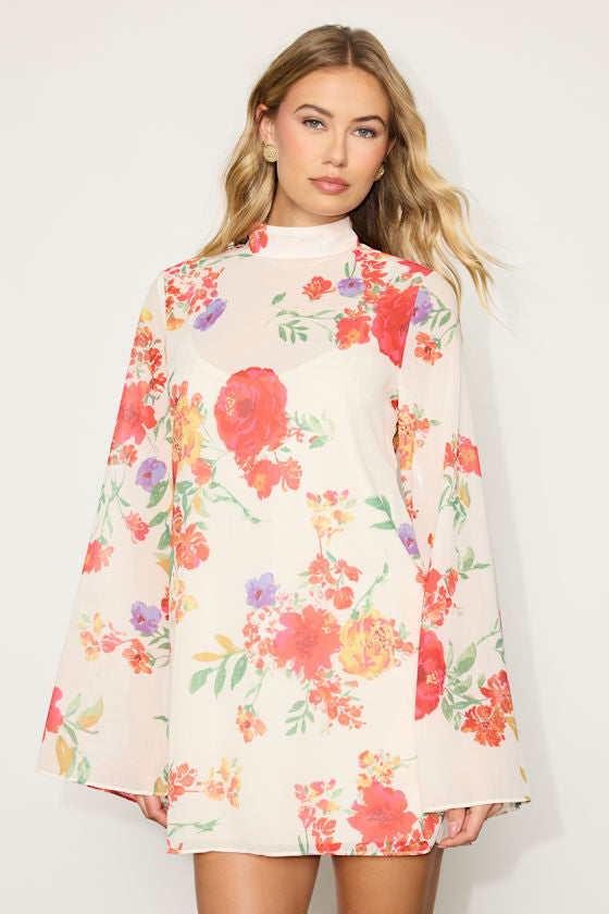 Perfected Charm Black Bell Sleeve Mini Shift Dress