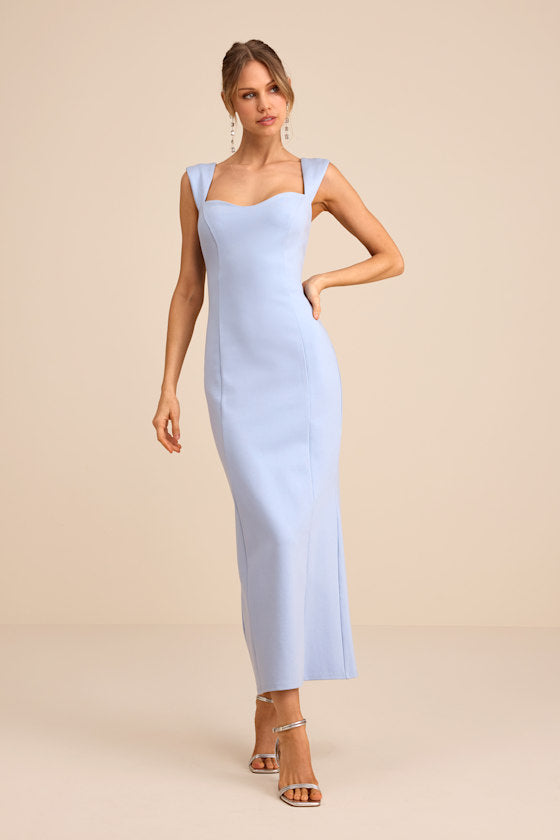 Samai Burgundy Cap Sleeve Bodycon Midi Dress #Color_Light Blue