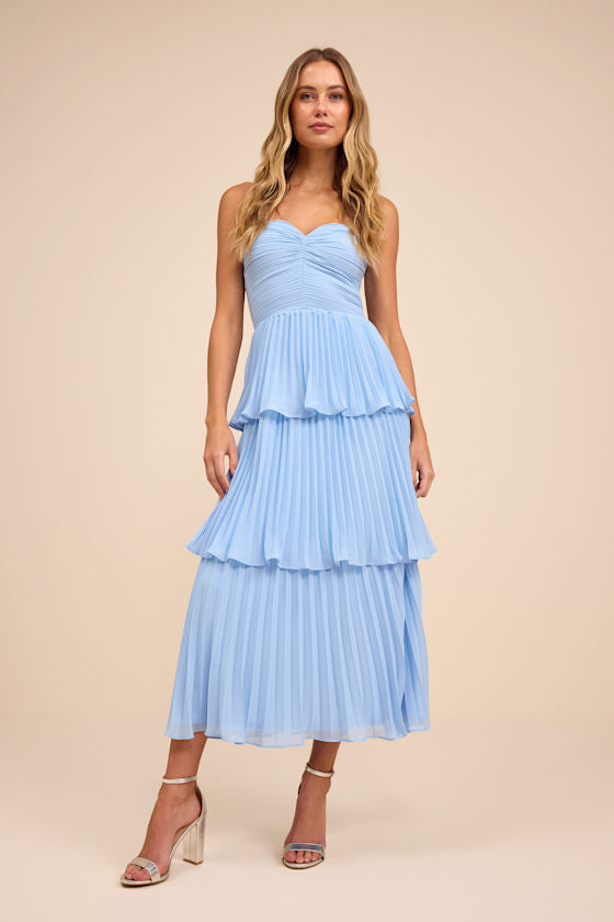 Seriously Sensational Plum Strapless Tiered Midi Dress #Color_Light Blue