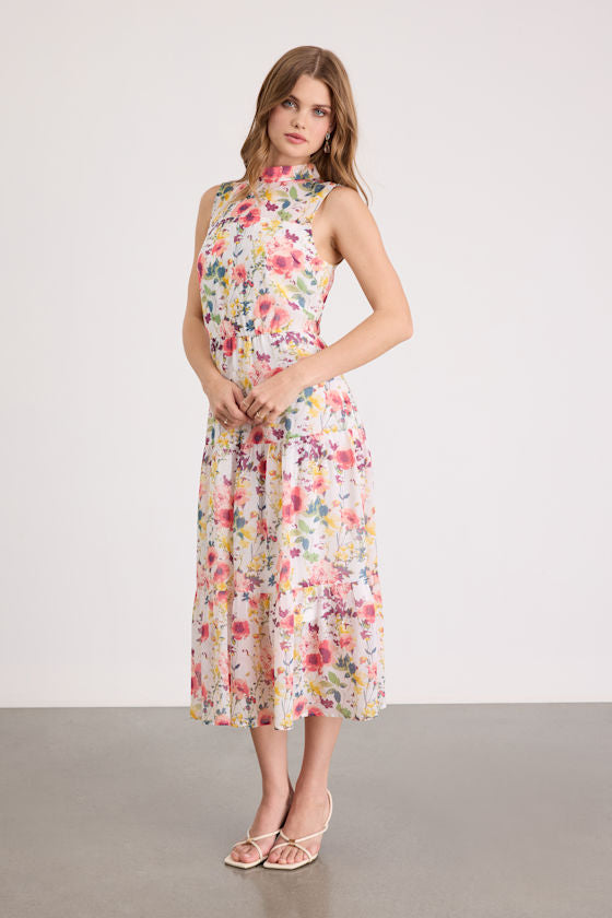 In My Dreams Blue Floral Print Midi Dress