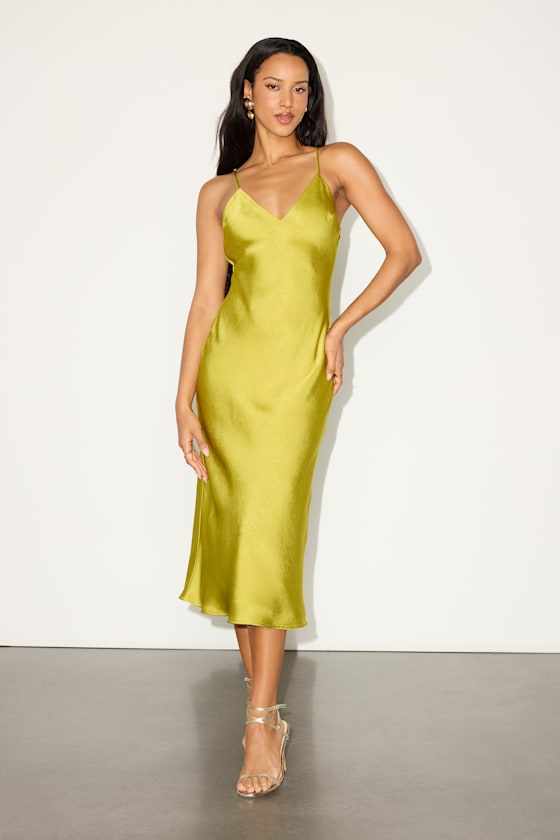 Katrien Ivory Textured Satin Backless Midi Slip Dress