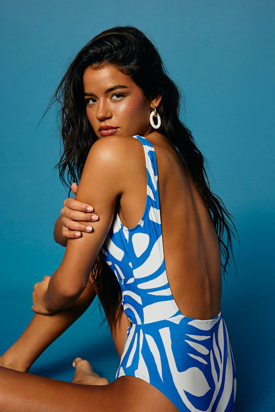 Bolonia Blue Multi Paisley Cutout One-Piece Swimsuit