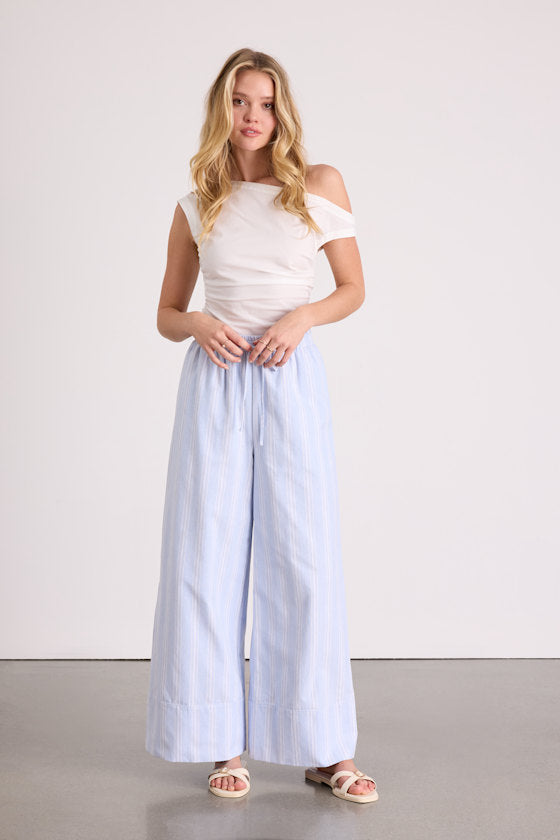 Brisa White Cuffed Wide-Leg Pants