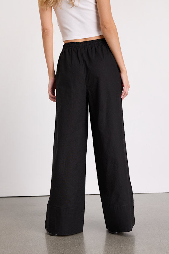 Brisa Beige Cuffed Wide-Leg Pants