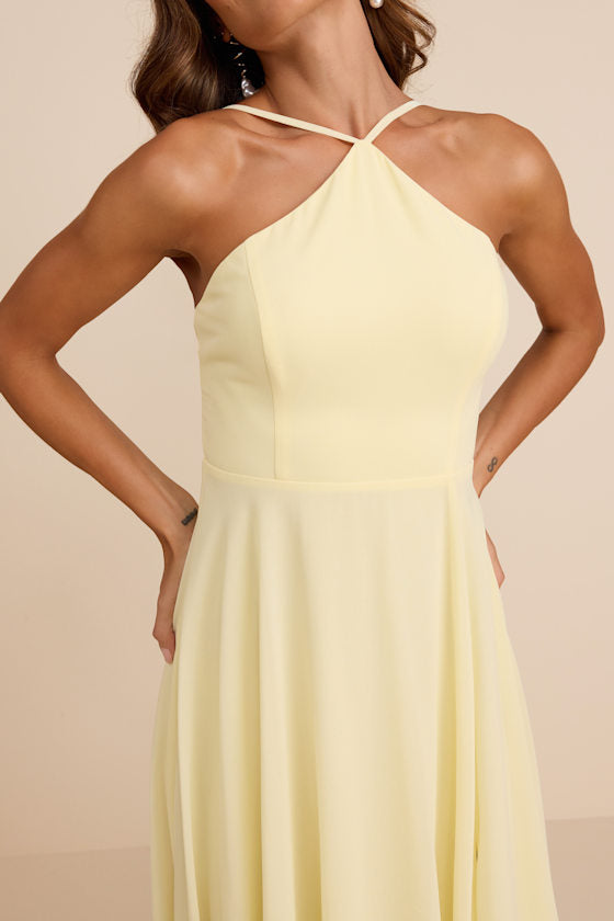 Absolutely Breathtaking Light Yellow Maxi Dress #Color_Light Yellow