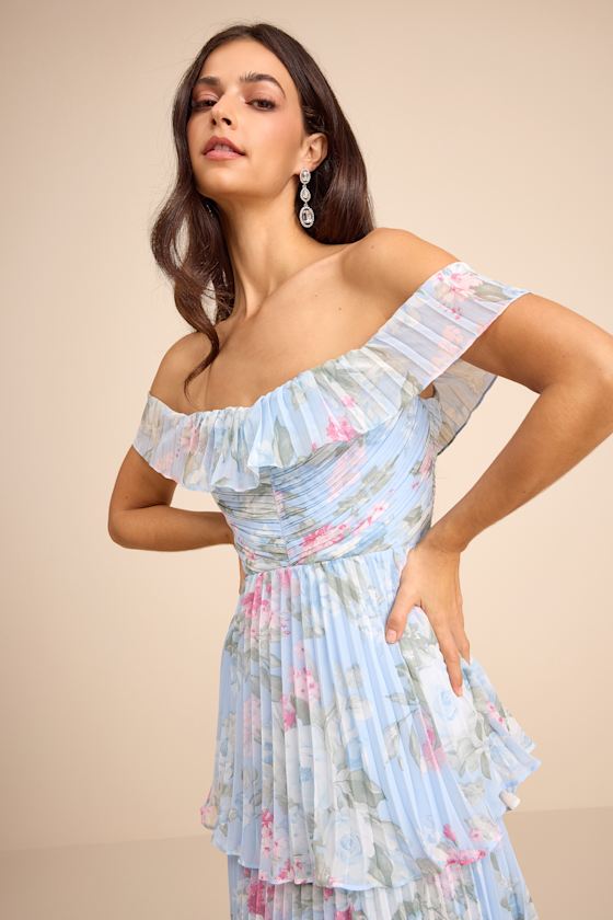 Always Remarkable Lavender Pleated Off-the-Shoulder Maxi Dress
