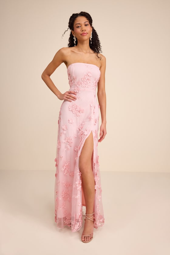 Rare Presence Powder Blue 3D Floral Embroidered Maxi Dress #Color_Blush