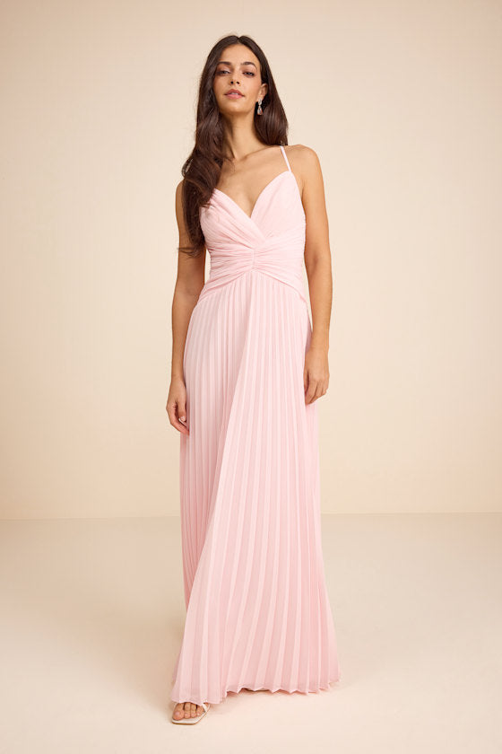 Corella Navy Blue Pleated Backless Maxi Dress