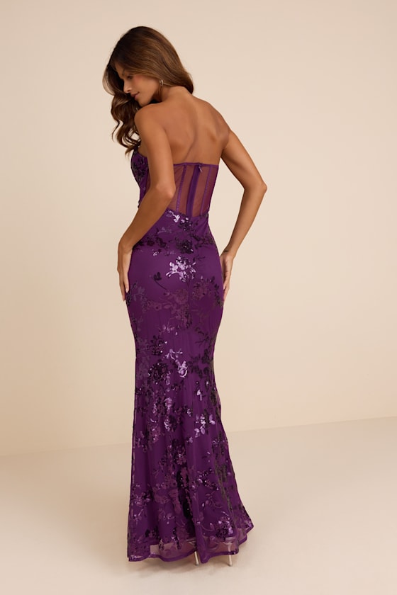Mayley Light Blue Sequin Strapless Maxi Dress