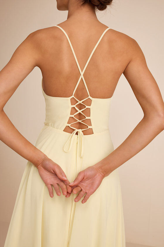 Romantically Speaking Sage Green Cowl Lace-Up Maxi Dress