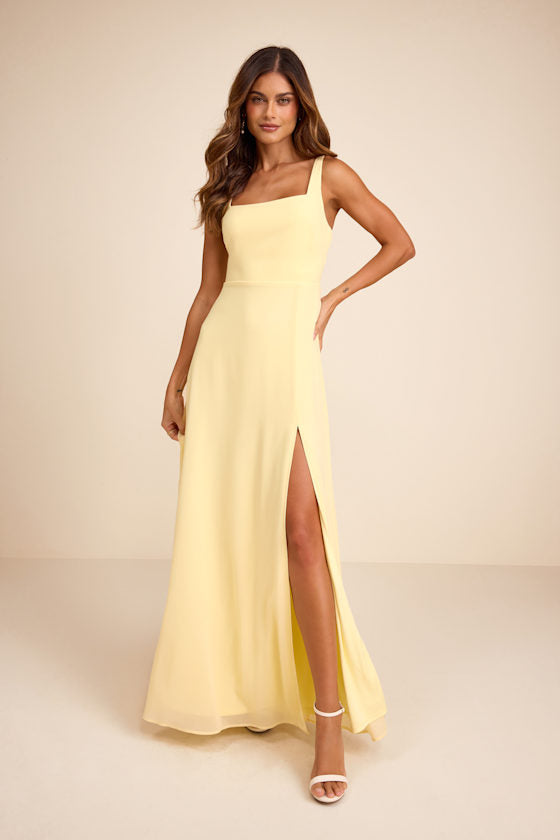 Remarkable Arrival Light Yellow Sleeveless Maxi Dress #Color_Light Yellow