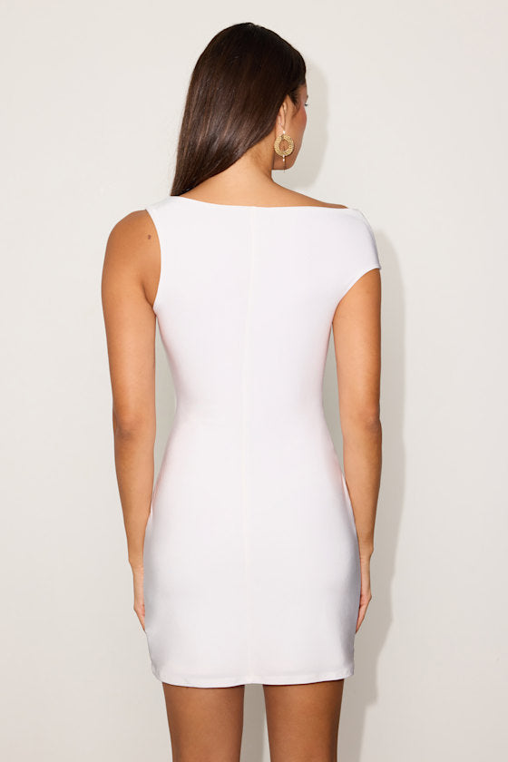 Josie Ivory Jersey Knit Ruched Maxi Dress #Color_Ivory