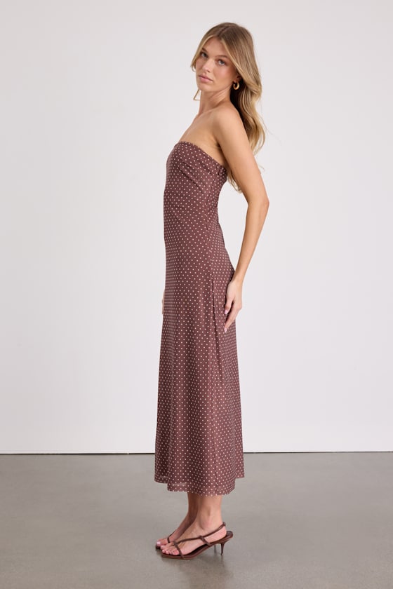 Jaylah Light Blue Multi Mesh Strapless Midi Dress