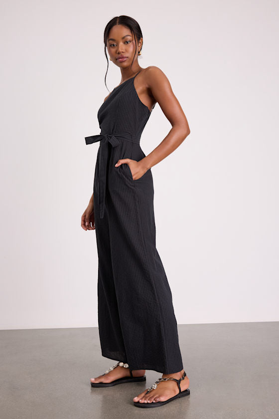 Messina Blue Striped Wide-Leg Jumpsuit