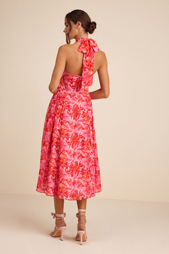 Conway Navy Blue Halter Midi Dress