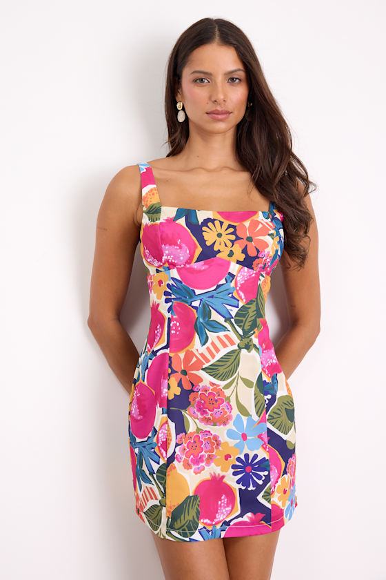 Exuberant Chicness Multi Floral Sleeveless Mini Dress #Color_Multi Floral