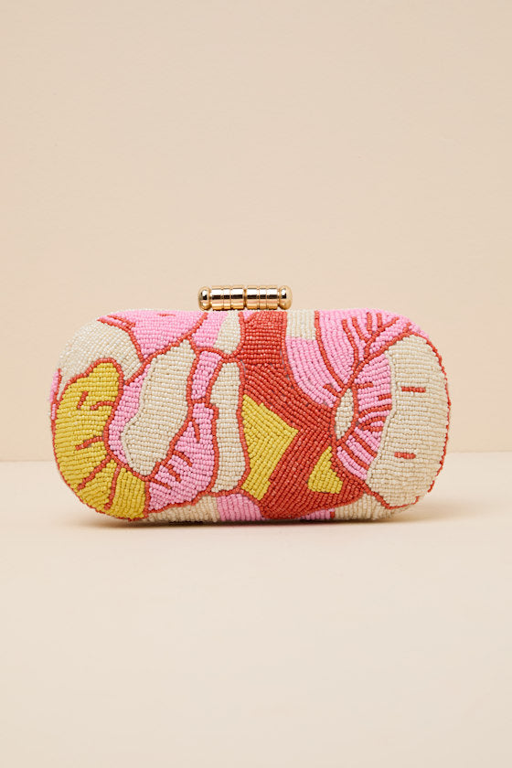 Madden Pink Multi Beaded Crossbody Clutch #Color_Pink Multi