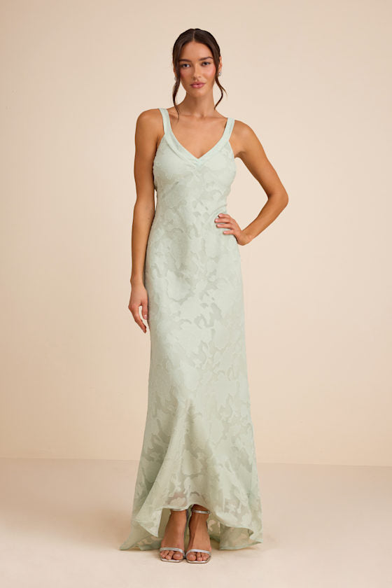 Perfectly Classy Dusty Sage Floral Burnout Backless Maxi Dress #Color_Dusty Sage