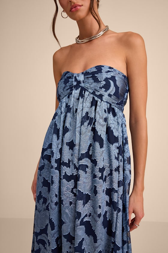 Danalia Sage Floral Burnout Strapless Maxi Dress