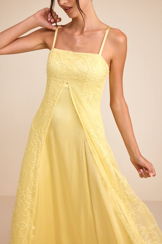 Mitzie Light Yellow Embroidered Maxi Dress #Color_Light Yellow