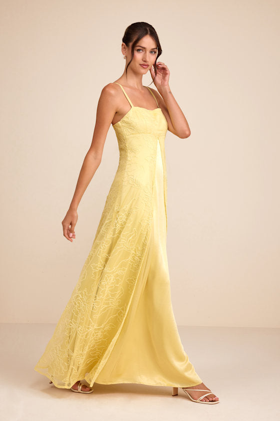 Mitzie Light Yellow Embroidered Maxi Dress #Color_Light Yellow